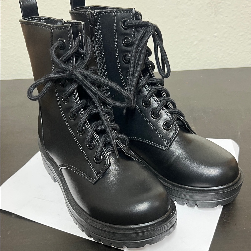 Soda Black Combat Boots